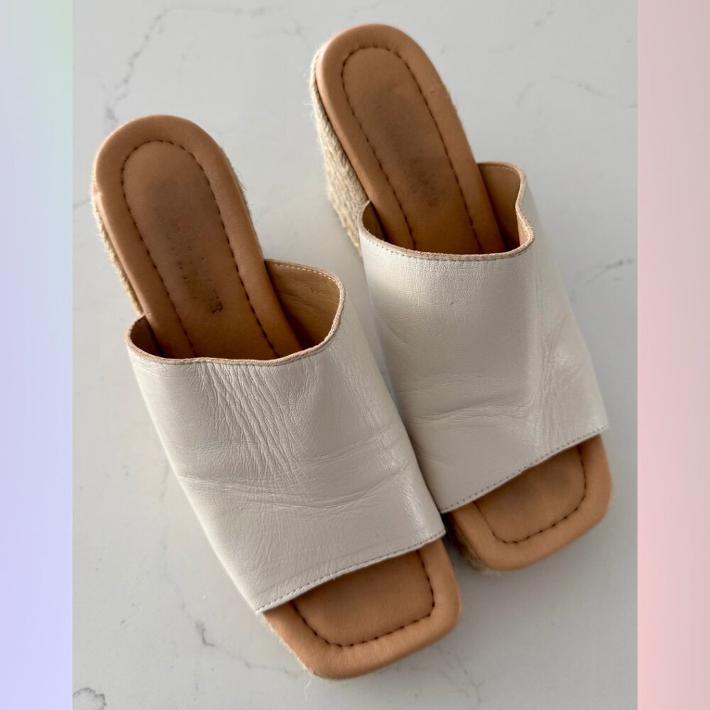 Cream & Twine Wedge Sandals - Sz 37